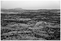 Expanses of sandstone from Heads of the Rocks, sunset. Grand Staircase Escalante National Monument, Utah, USA ( black and white)