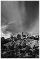 Hoodoos and clouds, Red Canyon, Dixie National Forest. Utah, USA (black and white)