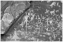 Petroglyphs on Newspaper rock. Utah, USA (black and white)
