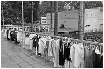 Sports jerseys being dried, Cong Vien Van Hoa Park. Ho Chi Minh City, Vietnam (black and white)
