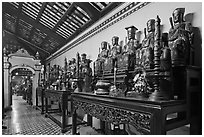 Row of statues, Giac Lam Pagoda, Tan Binh District. Ho Chi Minh City, Vietnam (black and white)