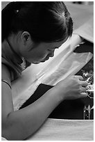 Silk embroider. Hoi An, Vietnam (black and white)