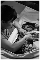 Embroidery artist. Hoi An, Vietnam (black and white)