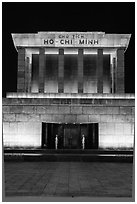 Ho Chi Minh Mausoleum at night. Hanoi, Vietnam (black and white)