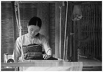 Thai woman weaving, Ban Lac. Northwest Vietnam ( black and white)