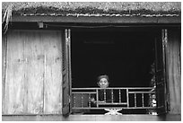 Old woman at her window, Ban Lac. Northwest Vietnam ( black and white)