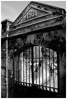 Door of the colonial jail where many political opponents were imprisoned, Son La. Northwest Vietnam ( black and white)