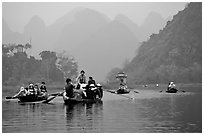 Journey along the river. Perfume Pagoda, Vietnam (black and white)