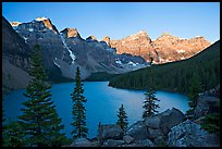 Wenkchemna Peaks above Moraine Lake, sunrise. Banff National Park, Canadian Rockies, Alberta, Canada