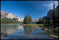 Spirit Island and Maligne Lake, afternoon. Jasper National Park, Canadian Rockies, Alberta, Canada