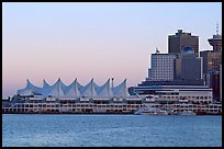 Canada Place and skyline at dusk. Vancouver, British Columbia, Canada