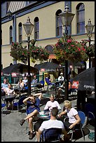 Outdoor cafe terrace, Bastion Square. Victoria, British Columbia, Canada (color)