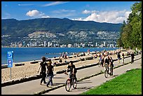 Bicyclists, and walkers,  Stanley Park. Vancouver, British Columbia, Canada (color)