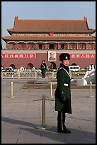 Guards and Tiananmen Gate, Tiananmen Square. Beijing, China (color)