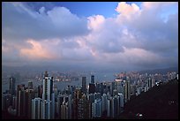 Hong-Kong skyline  from Victoria Peak, sunset. Hong-Kong, China
