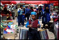 Bai woman at the Monday market. Shaping, Yunnan, China (color)
