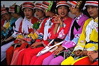 Tour guides dressed with traditional Sani outfits. Shilin, Yunnan, China (color)