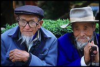 Elderly Naxi men. Lijiang, Yunnan, China (color)