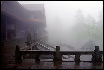Xiangfeng temple in fog. Emei Shan, Sichuan, China (color)