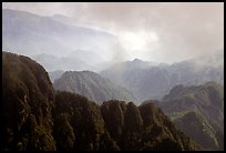 Forest-covered slopes and ridges of Emei Shan. Emei Shan, Sichuan, China (color)