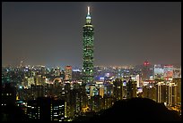 Xinyi district and Taipei 101 at night. Taipei, Taiwan ( color)