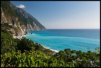 Sea cliffs and turquoise waters. Taroko National Park, Taiwan (color)