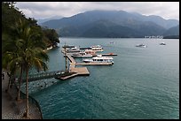 Dock and boats. Sun Moon Lake, Taiwan (color)