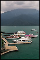 Tour boats. Sun Moon Lake, Taiwan (color)