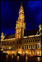 Town hall, Grand Place, dusk. Brussels, Belgium (color)