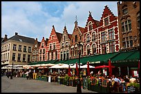 Restaurants and old houses on the Markt. Bruges, Belgium ( color)