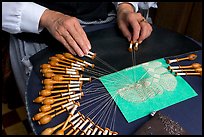 Lacemaker's hand at work. Bruges, Belgium ( color)