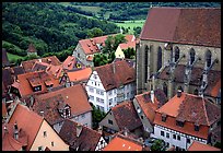 House rooftops and Kirche Sankt-Jakob seen from the Rathaus tower. Rothenburg ob der Tauber, Bavaria, Germany ( color)