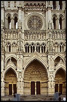 Frontal view  of Notre Dame Cathedral west facade, Amiens. France ( color)