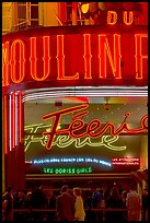 Detail of facade and lights of Moulin Rouge cabaret. Paris, France (color)