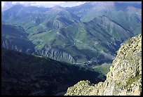 View of La Grave plateau and villages. France