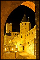 Medieval castle illuminated at night. Carcassonne, France ( color)