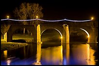 Pont Vieux illuminated by night with Christmas lights. Carcassonne, France ( color)