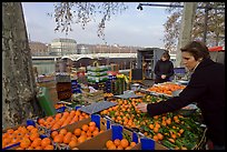 Fruit market on the banks of the Rhone River. Lyon, France (color)
