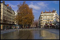 Basin and pedestrian area. Lyon, France ( color)