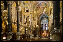 Interior of Basilica Notre-Dame of Fourviere designed by Pierre Bossan. Lyon, France ( color)
