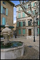 Fountain and town square, Orange. Provence, France ( color)