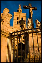 Cross in front of Notre-Dame-des-Doms Cathedral. Avignon, Provence, France ( color)
