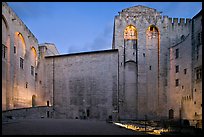 Honnor Courtyard at dusk, Papal Palace. Avignon, Provence, France