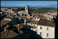 View of the city center with Rhone River. Arles, Provence, France