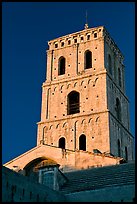 Bell tower in provencal romanesque style. Arles, Provence, France