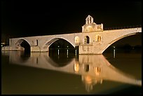 Pont d'Avignon at night. Avignon, Provence, France (color)
