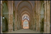 Church nave, Fontenay Abbey. Burgundy, France (color)