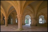 Rib-vaulted council room, Abbaye de Fontenay. Burgundy, France (color)