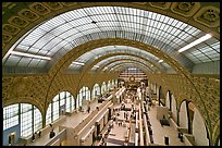 Vaulted ceiling main exhibitspace of Orsay Museum. Paris, France