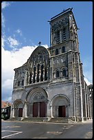 Facade of the Romanesque church of Vezelay. Burgundy, France (color)